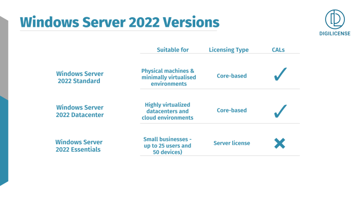 Vergelijking met Windows Server 2022: Standard vs. Datacenter vs ...